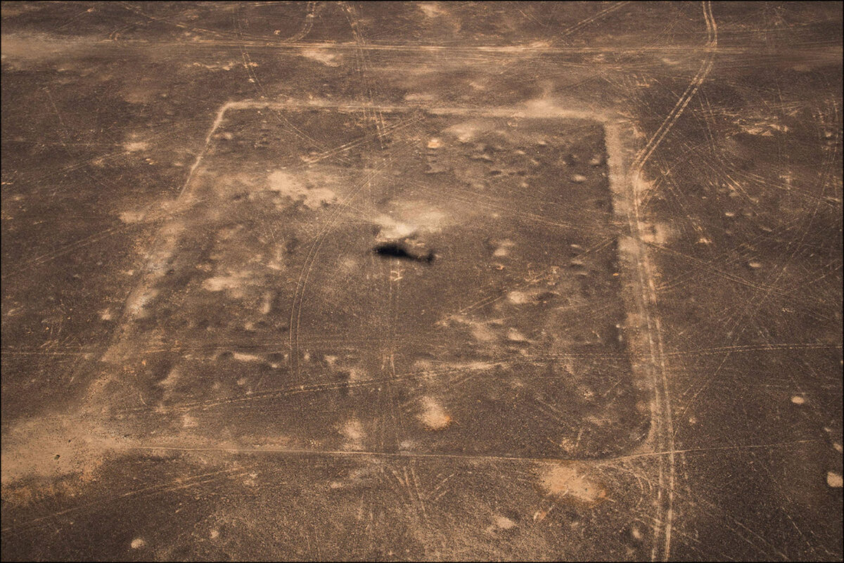 Oblique view of the western camp from the south-west. Possible rectilinear internal divisions are visible on the bottom and left of the enclosure